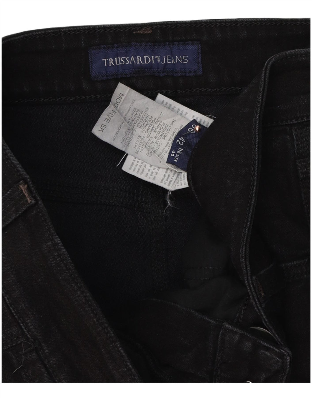 Trussardi Straight Jeans til mænd W40 L30 Sort bomuld