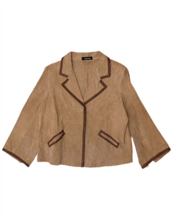 Sinequanone Dame 3/4 ærmet ruskind Bolero jakke IT 42 Medium Beige