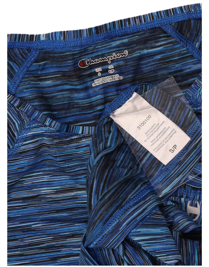 CHAMPION Dame Top Langærmet UK 10 Small Blue Pinstripe Polyester