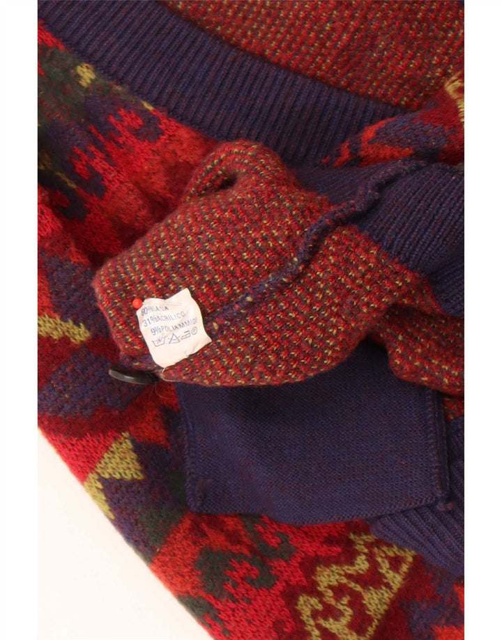 Cagi Herre Cardigan Sweater IT 46 Small Red Fair Isle Wool