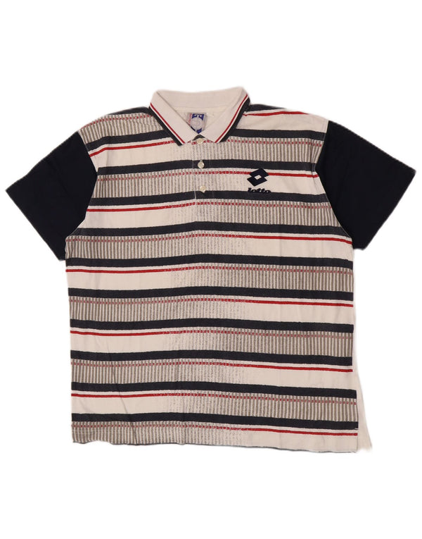 Lotto Boys Polo Shirt 13-14 År 3XL Hvidstribet bomuld