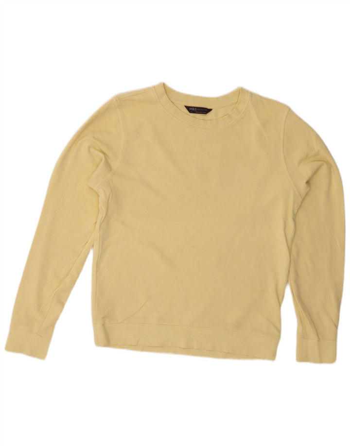 Marks & Spencer Dame Sweatshirt Jumper UK 8 Lille Gul Bomuld