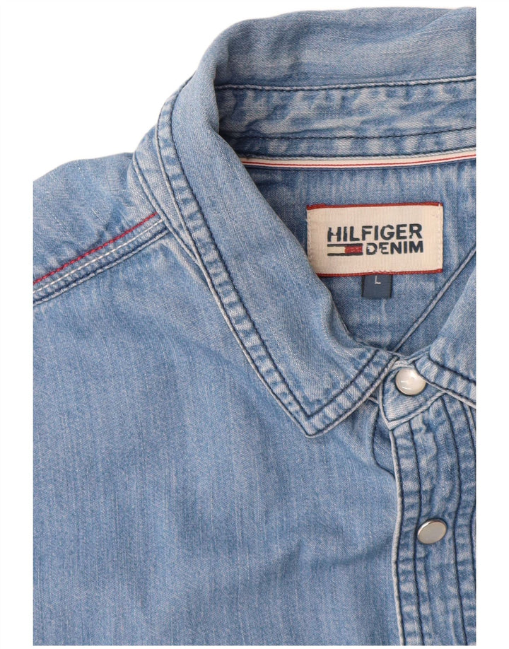 Tommy Hilfiger Herre Denim Skjorte Stor Blå Bomuld