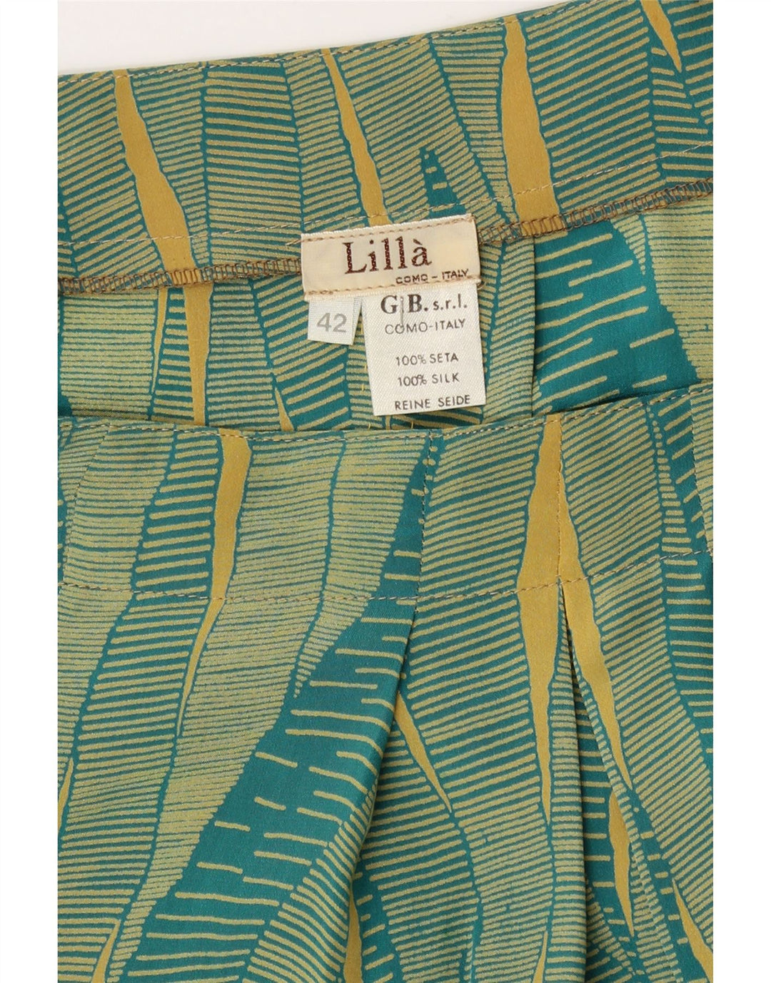 Lilla Womens Wrap Plisseret Nederdel IT 42 Medium W29 Grøn Geometrisk Silke