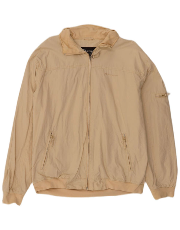 Champion Mens Bomber Jacket UK 40 Large Beige Cotton