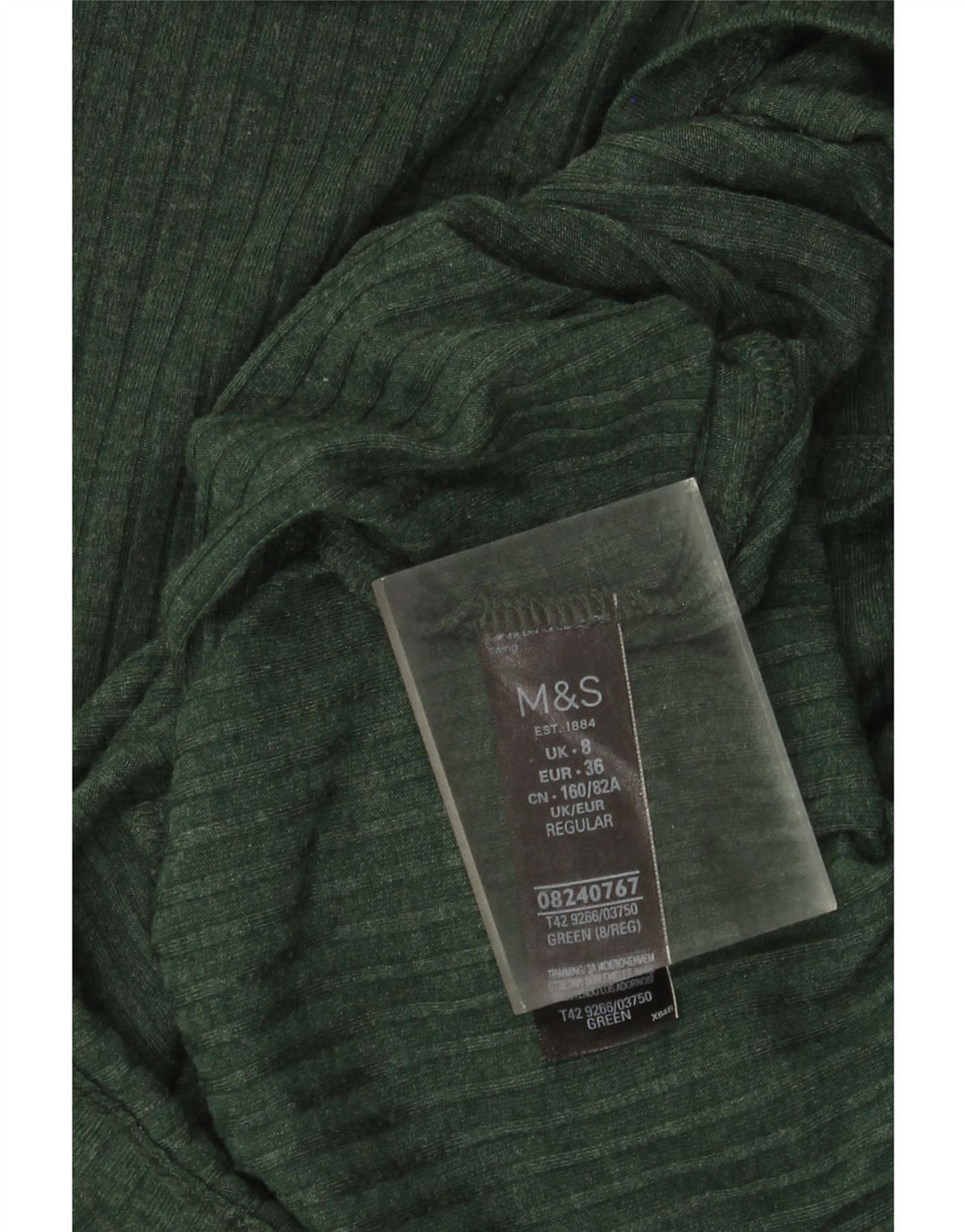 Marks & Spencer Dame Langærmet Jumper Kjole UK 8 Lille grøn polyester
