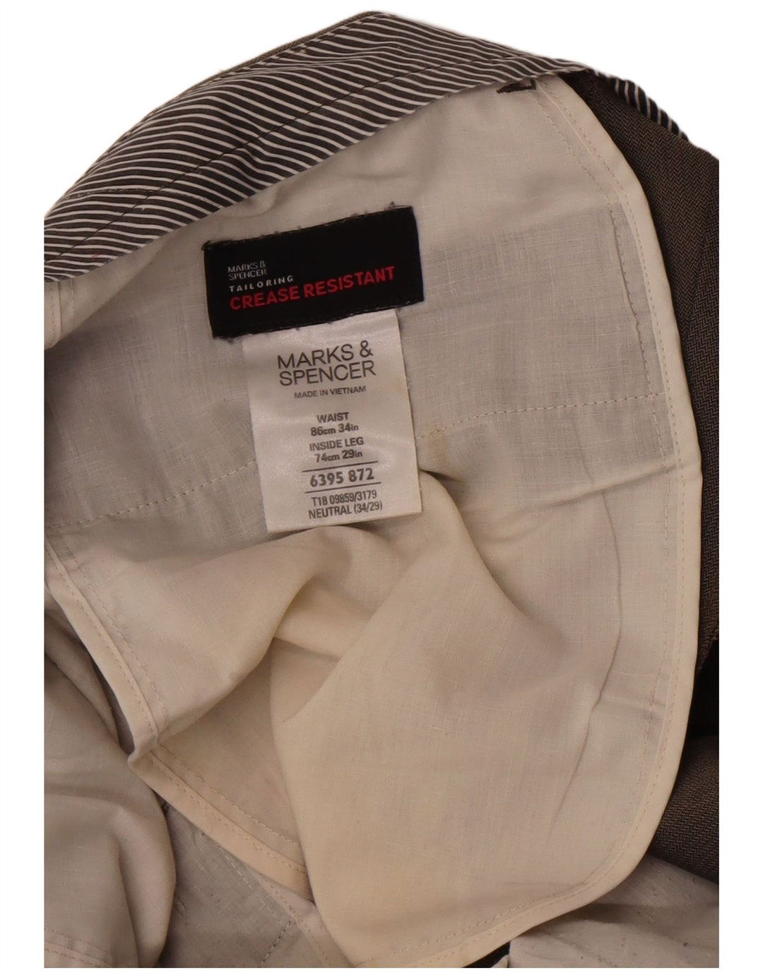 Marks & Spencer Herre Straight Suit Bukser W34 L29 Brun sildeben