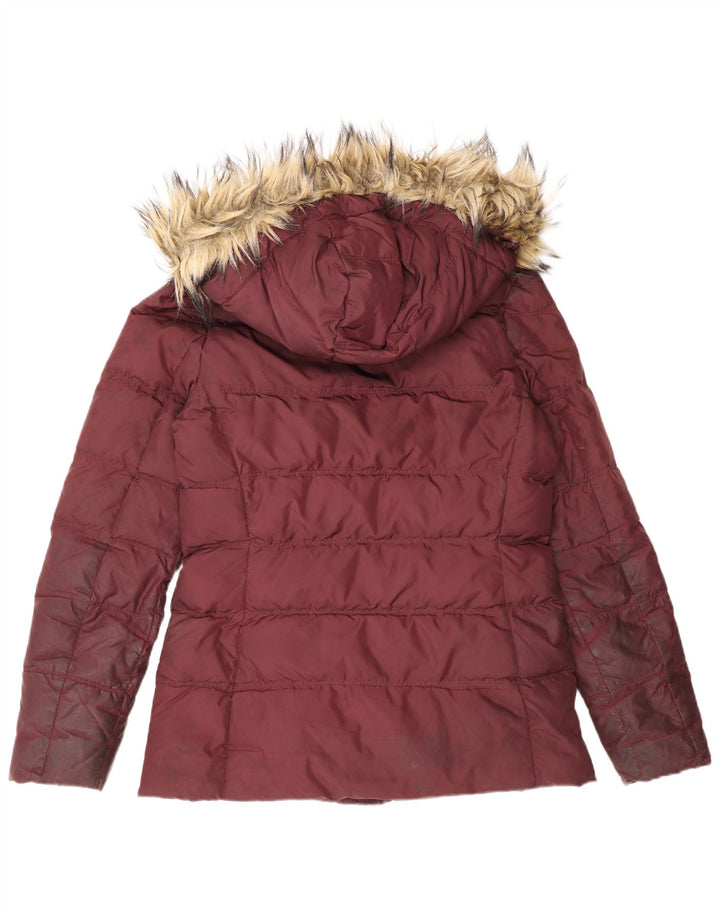 Tommy Hilfiger Dame Hætte Polstret Jakke UK 10 Small Bourgogne Polyester