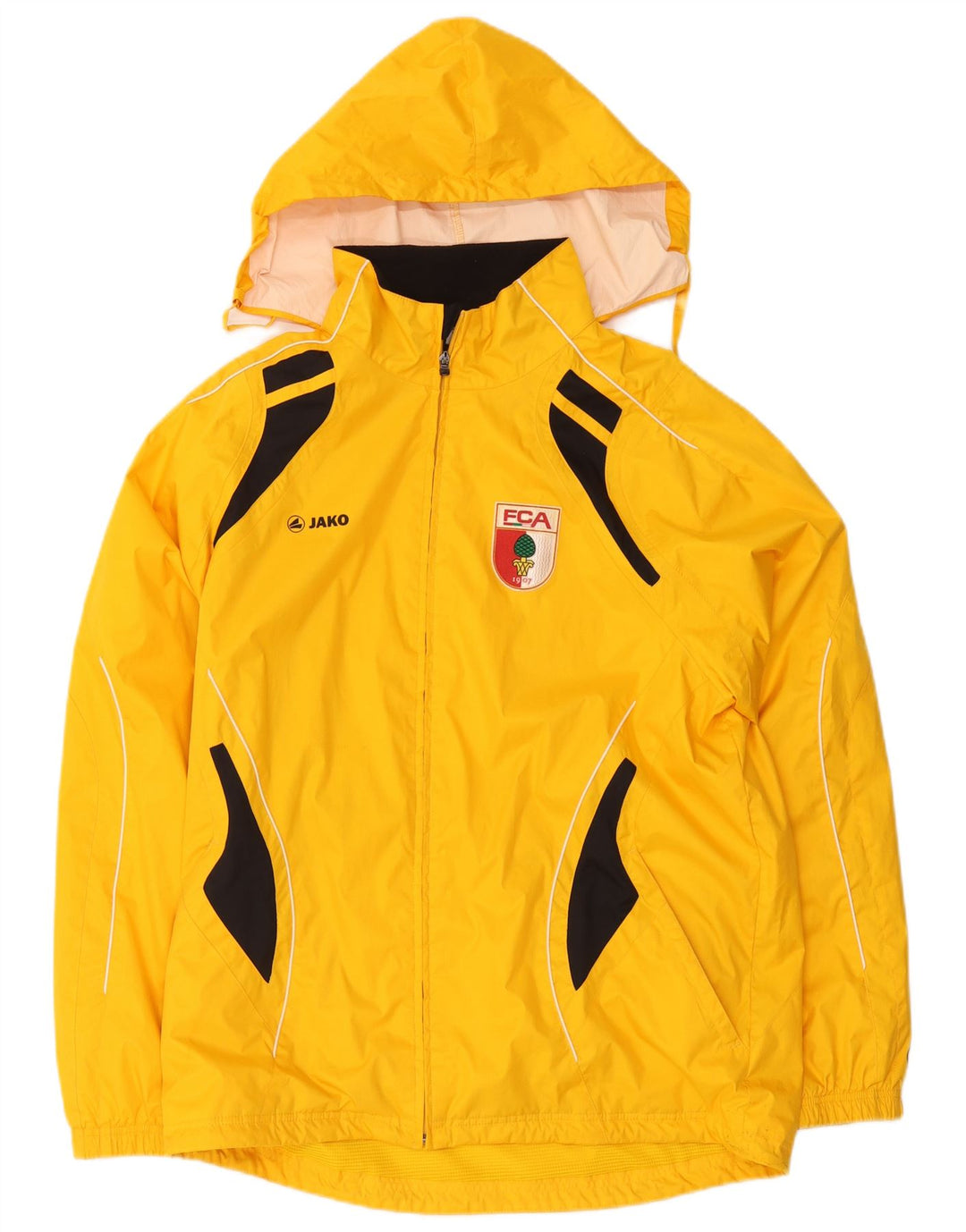 Jako Herre grafisk regnjakke med hætte UK 38 Medium Yellow Colourblock