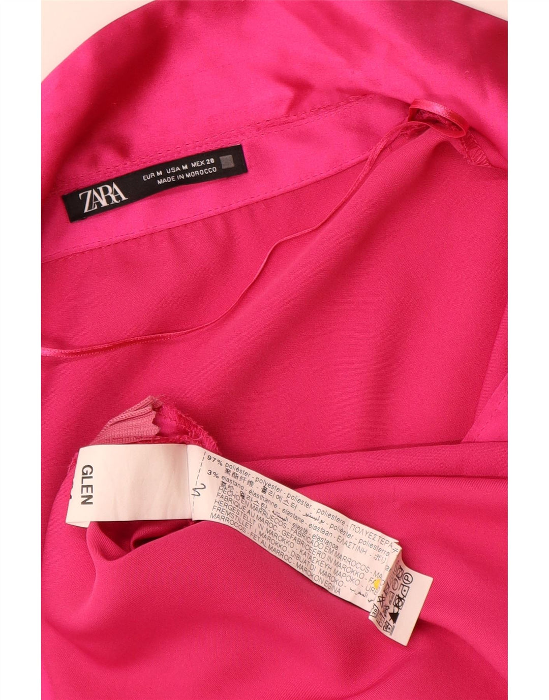 Zara Dame Langærmet A-Line Kjole UK 14 Medium Pink Polyester