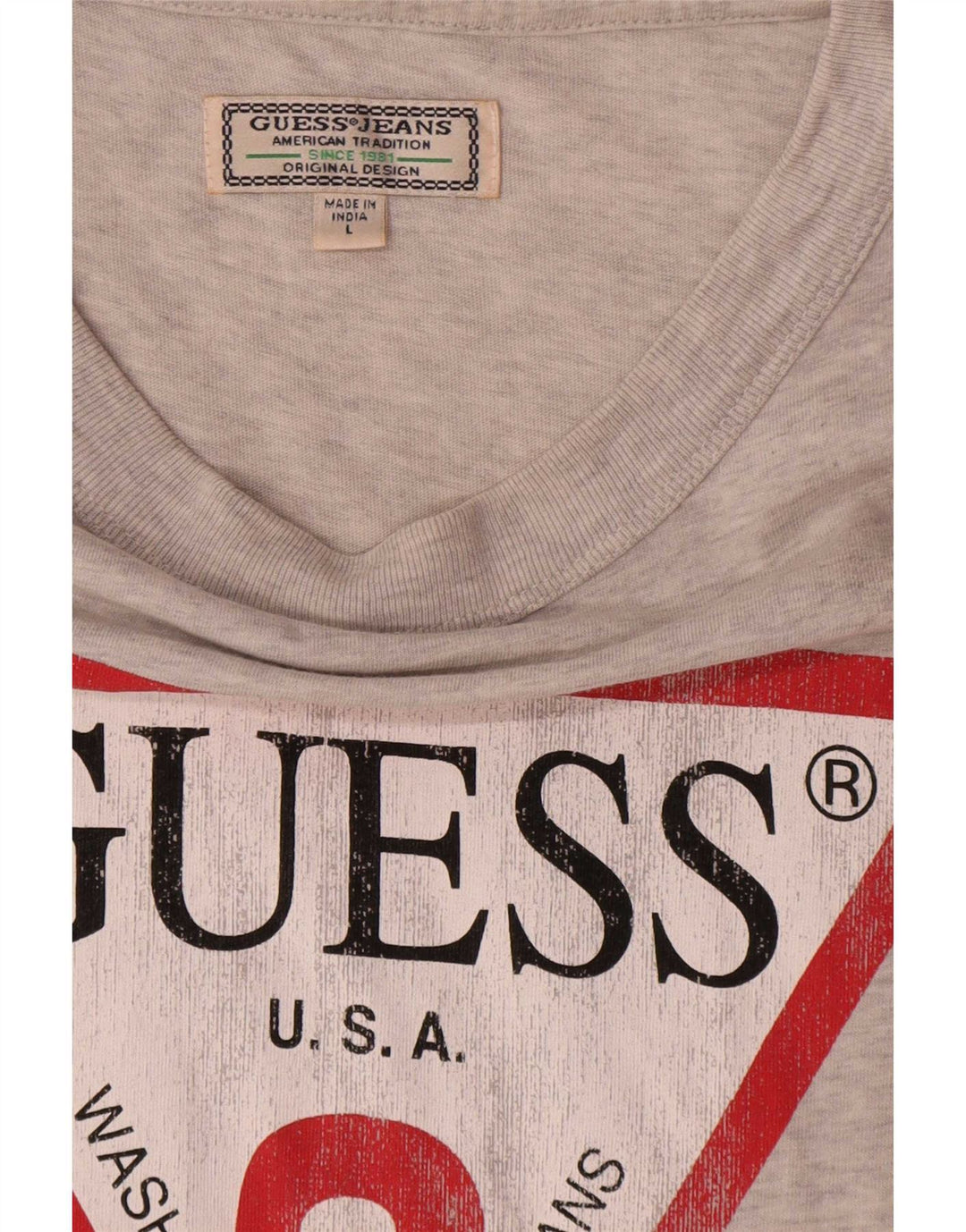 Guess Herre grafisk T-shirt Top Stor grå flækket bomuld