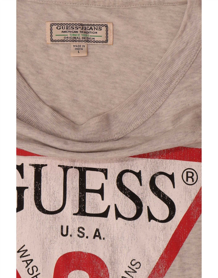 Guess Herre grafisk T-shirt Top Stor grå flækket bomuld