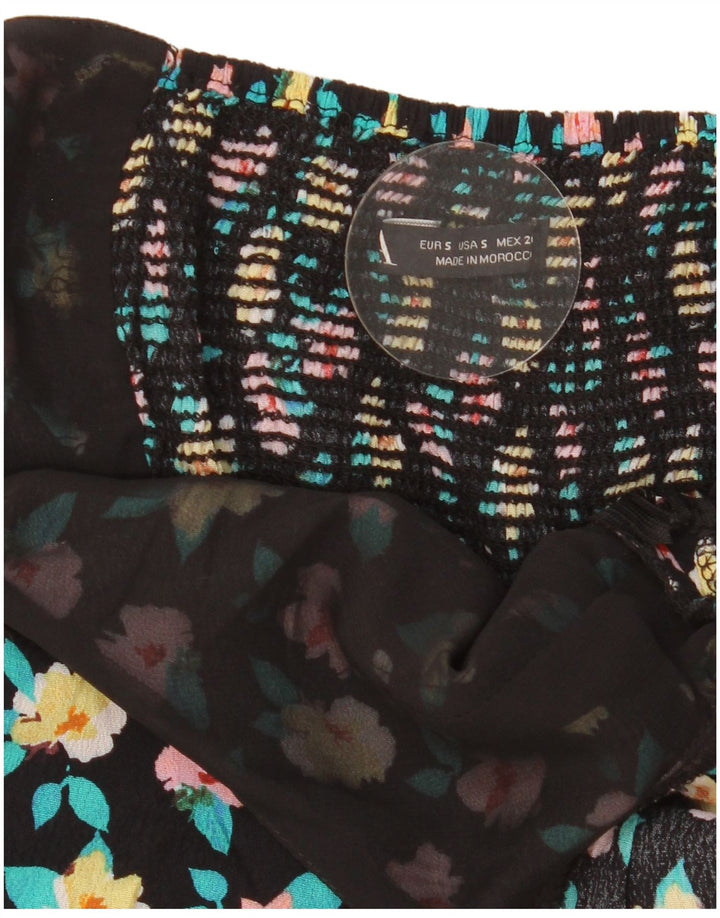 Zara Dame Playsuit UK 8 Small Black Floral