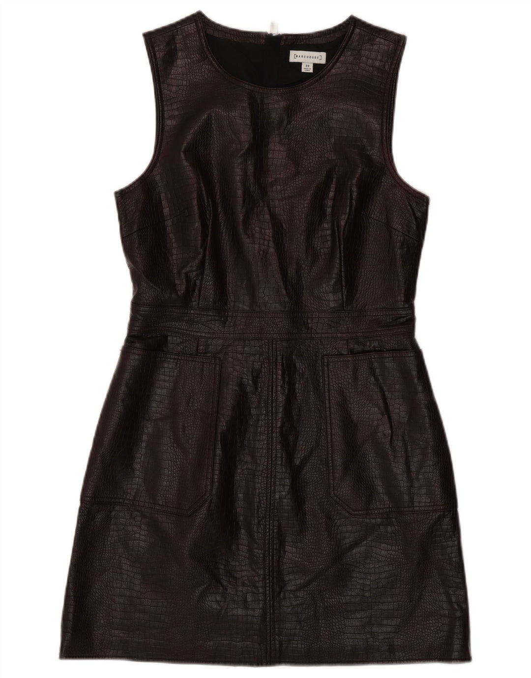 WAREHOUSE Kvinders Ærmeløs Skede Kjole UK 12 Medium Brown Animal Print