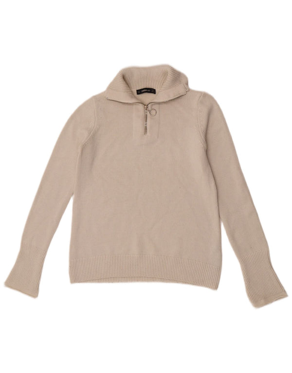 Zara Sweater med lynlås til kvinder UK 12 Medium White