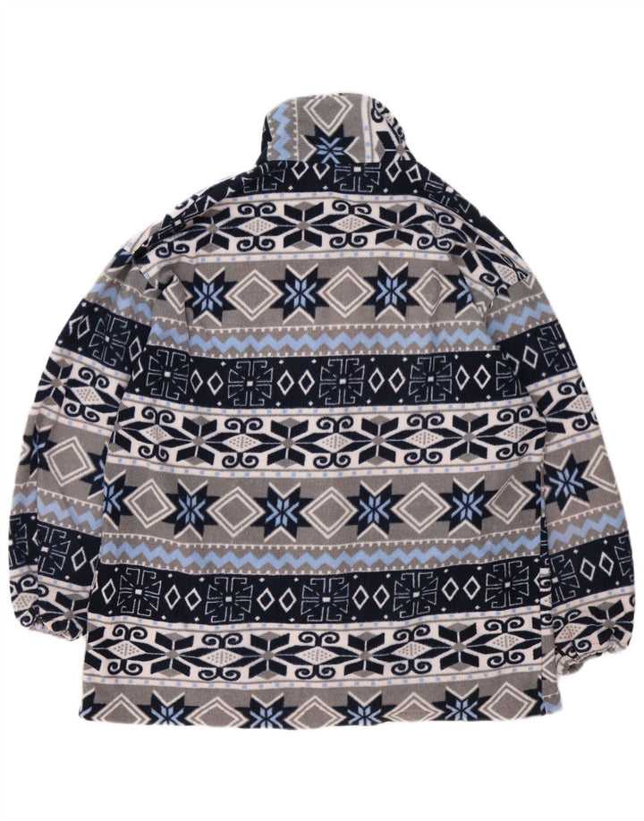 VINTAGE Fleecejakke til mænd UK 40 Large Grey Fair Isle
