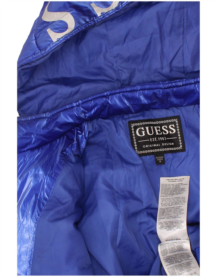 Guess piger grafisk polstret hættejakke 9-10 år blå polyester