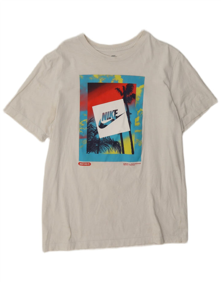 Nike grafisk t-shirt til mænd, medium hvid bomuld