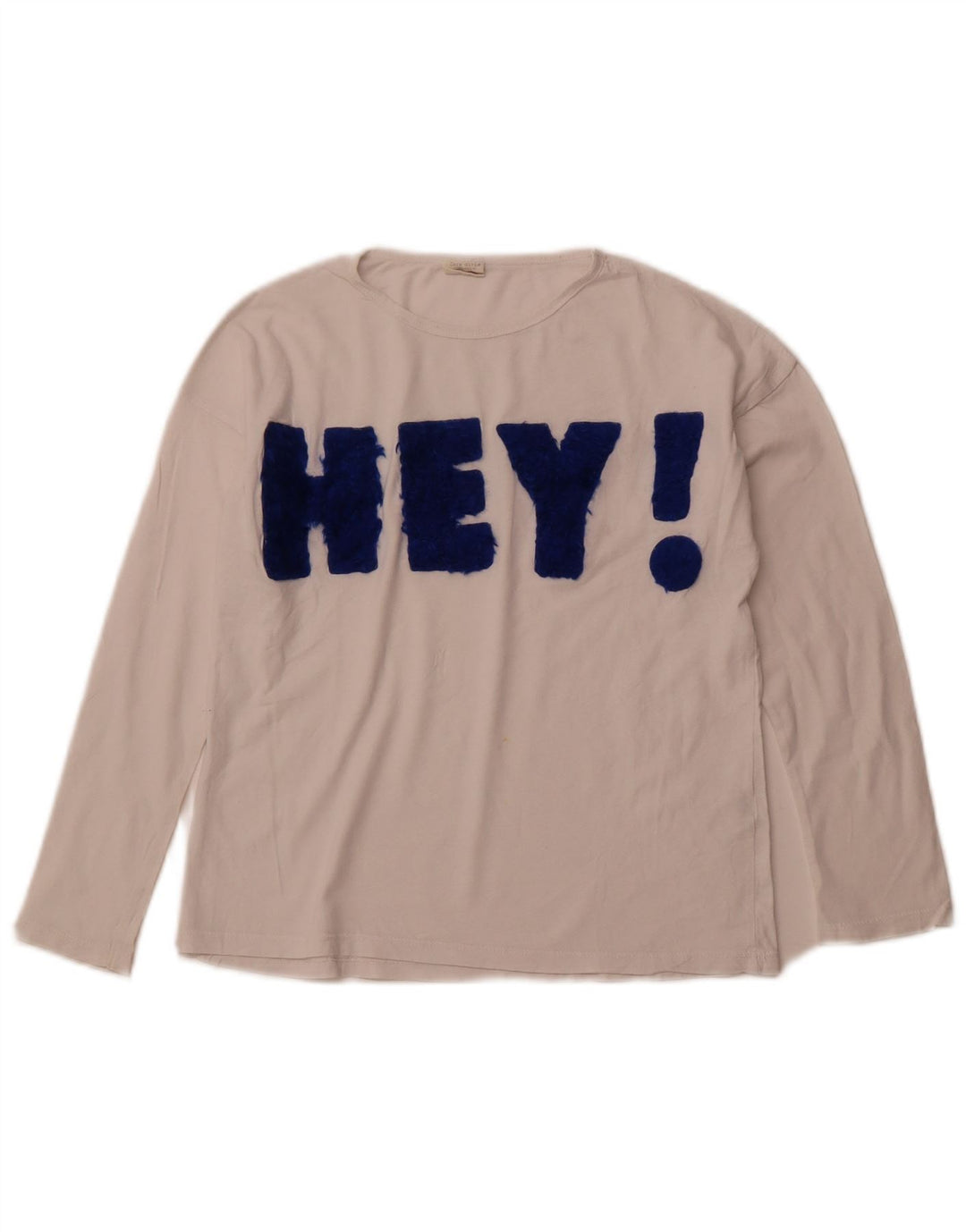 ZARA piger grafisk top langærmet 9-10 år hvid bomuld