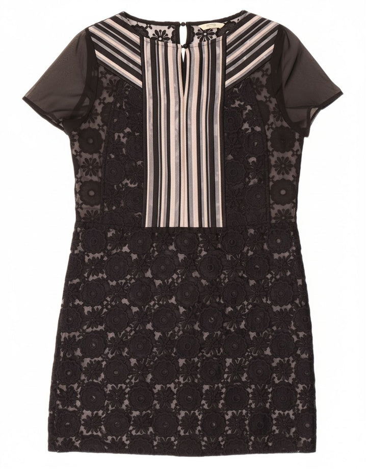 JACK WILLS Womens Lace Shift Dress UK 12 Medium  Black Floral