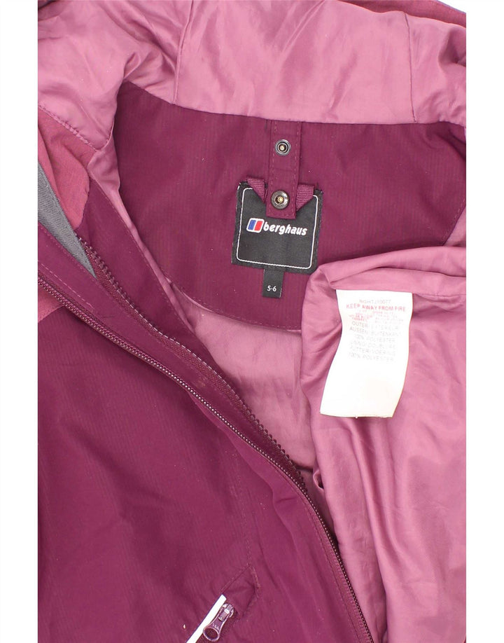 Berghaus Regnjakke med hætte til piger 5-6 år Maroon Colourblock Polyester