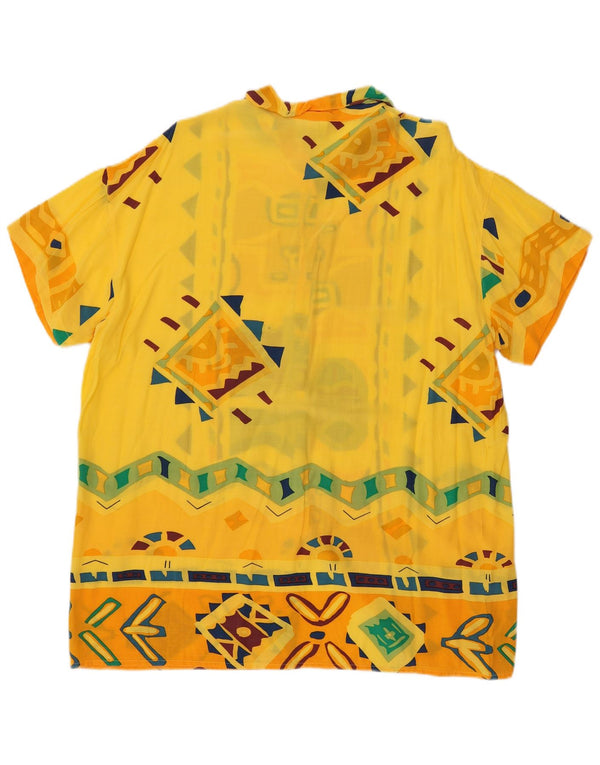 Vintage Dame Strandtøj Skjorte Bluse IT 46 Stor Gul Geometrisk