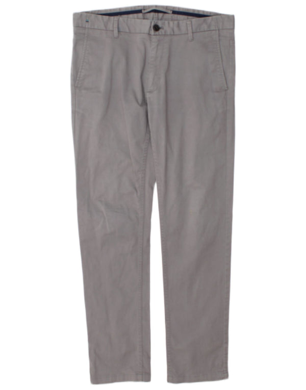 Zara Herre Slim Chino Bukser EU 42 Large W32 L30 Grå Bomuld