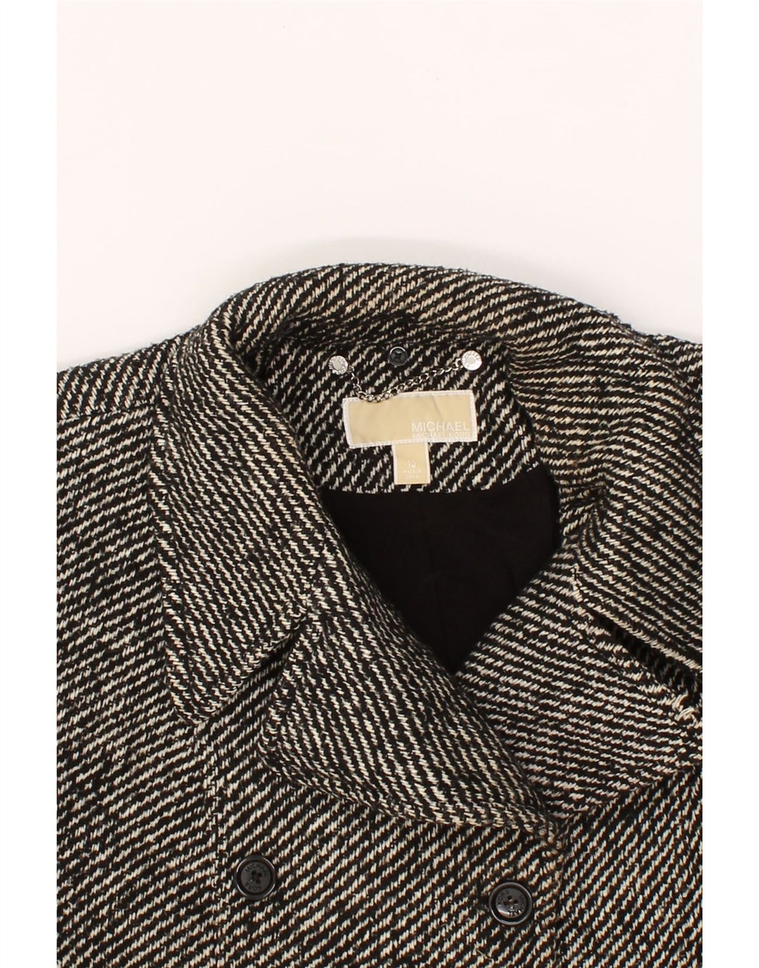 MICHAEL KORS Womens Double Breasted Coat US 12 Large Black Striped Vintage Michael Kors and Second-Hand Michael Kors from Messina Hembry 