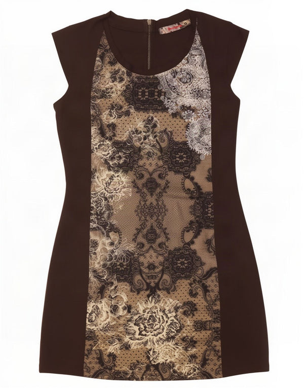 Desigual Womens Sheath Dress UK 16 Large Brown Paisley