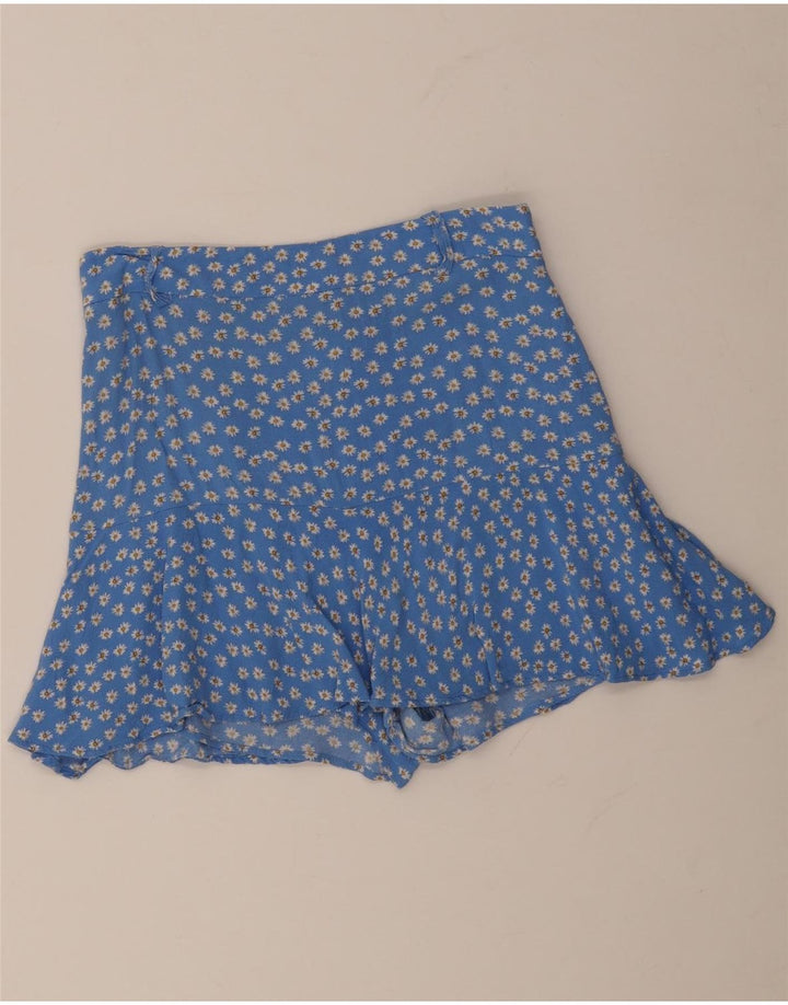 Zara Dame Mini-nederdel Medium W28 Blue Floral Viscose