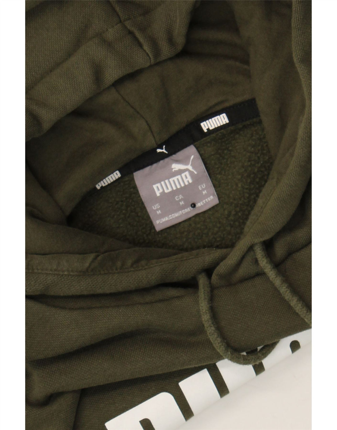 PUMA Mens Graphic Hoodie Jumper Medium Green Cotton Vintage Puma and Second-Hand Puma from Messina Hembry 