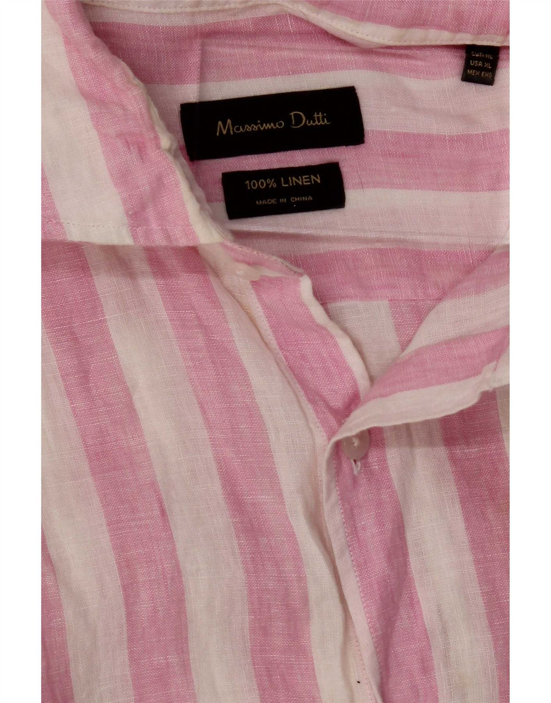 Massimo Dutti Herreskjorte XL Pink Stribet hør