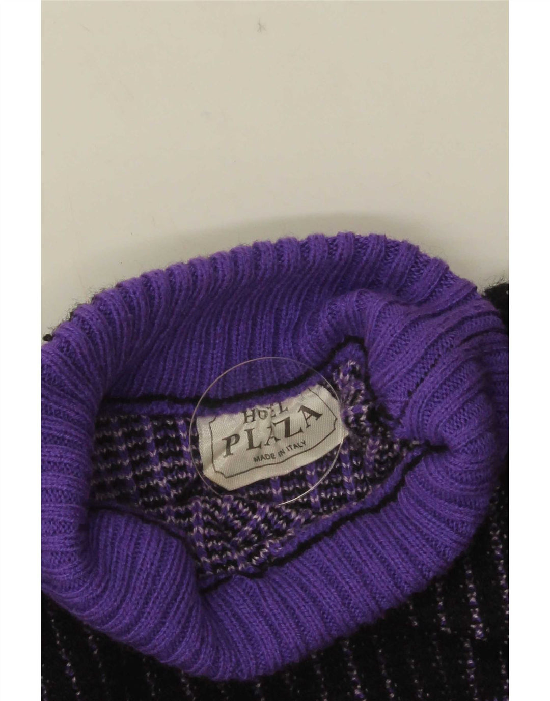 Vintage Dame Turtle Neck Jumper Sweater UK 14 Medium Lilla Geometrisk