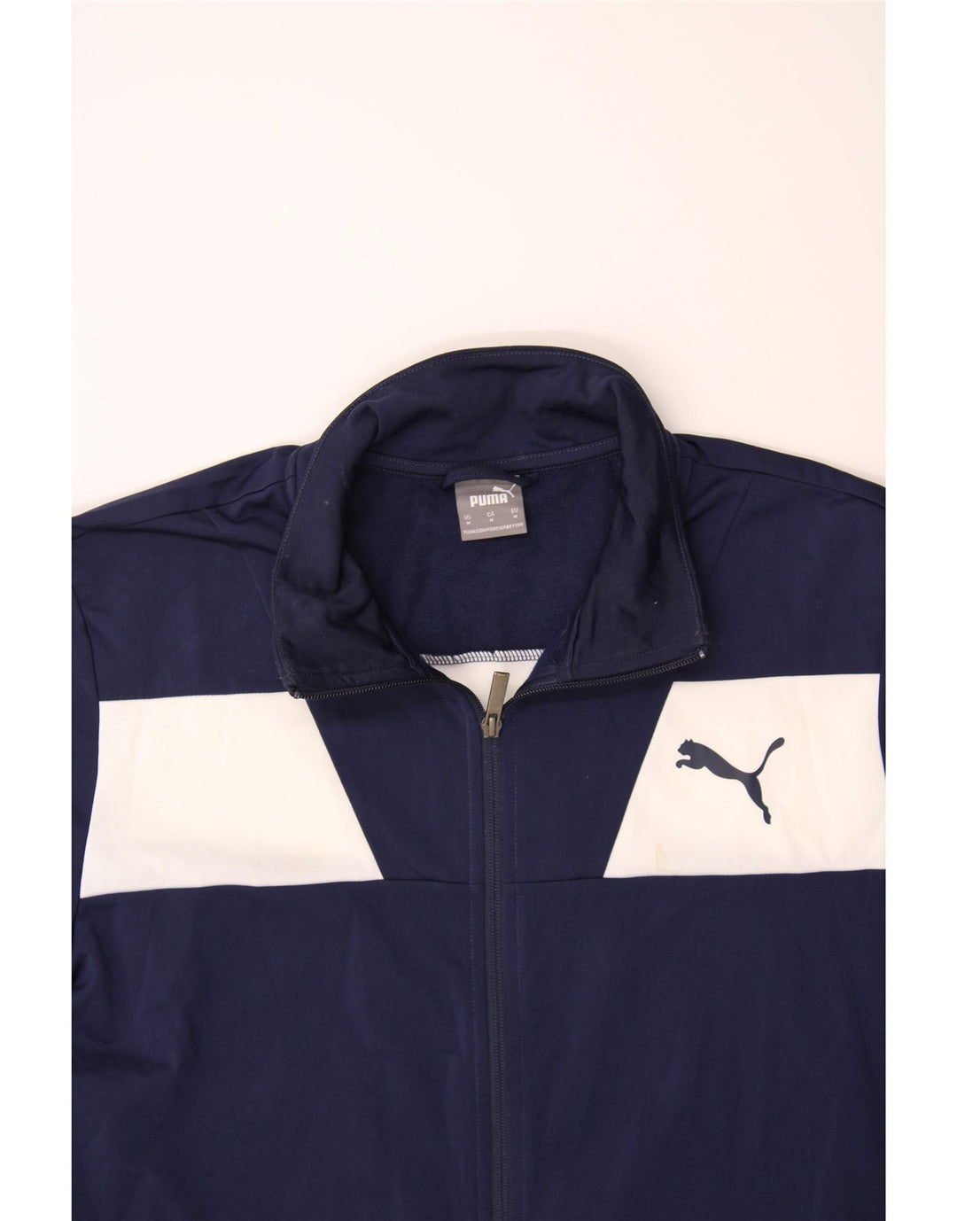 PUMA Mens Tracksuit Top Jacket Medium Navy Blue Colourblock Polyester Vintage Puma and Second-Hand Puma from Messina Hembry 