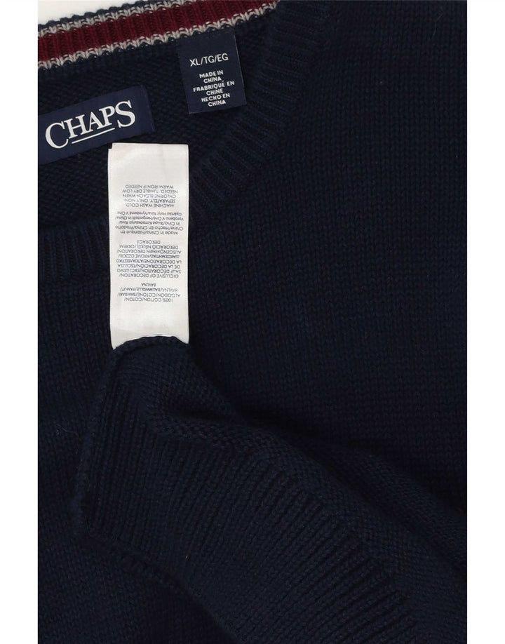 Chaps Herre Crew Neck Jumper Sweater XL Navy Blue Bomuld