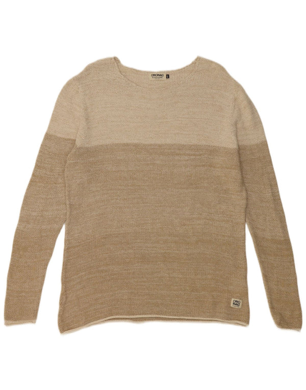 Jack & Jones Herre Boat Neck Jumper Sweater 2XL Beige Colourblock Bomuld