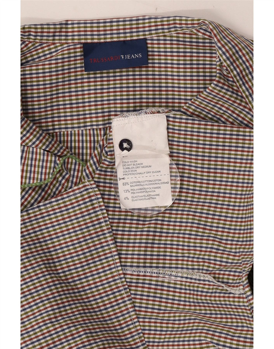 Trussardi Jeans Dame Flæse foran bluse Top UK 6 XS Flerfarvet