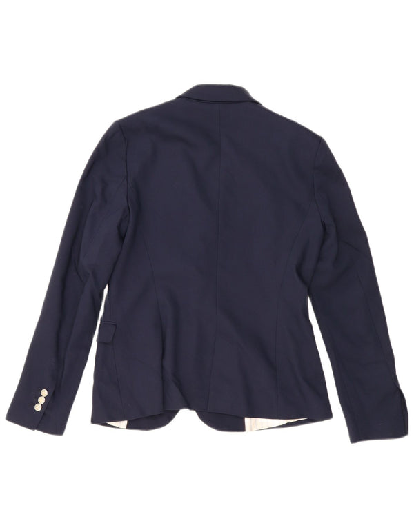 Zara Dame 1 Knap Blazer Jacket UK 12 Medium Navy Blue Polyester