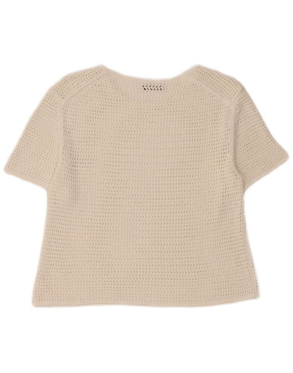 Massimo Dutti Dame Crop Hæklet Bluse Top UK 12 Medium White