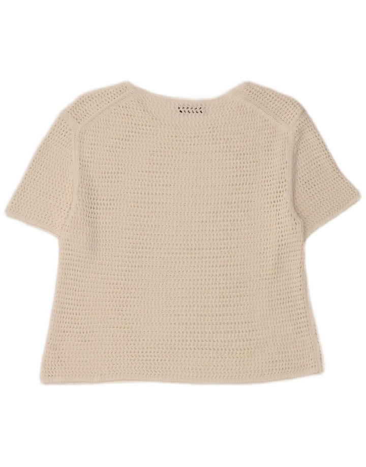 Massimo Dutti Dame Crop Hæklet Bluse Top UK 12 Medium White