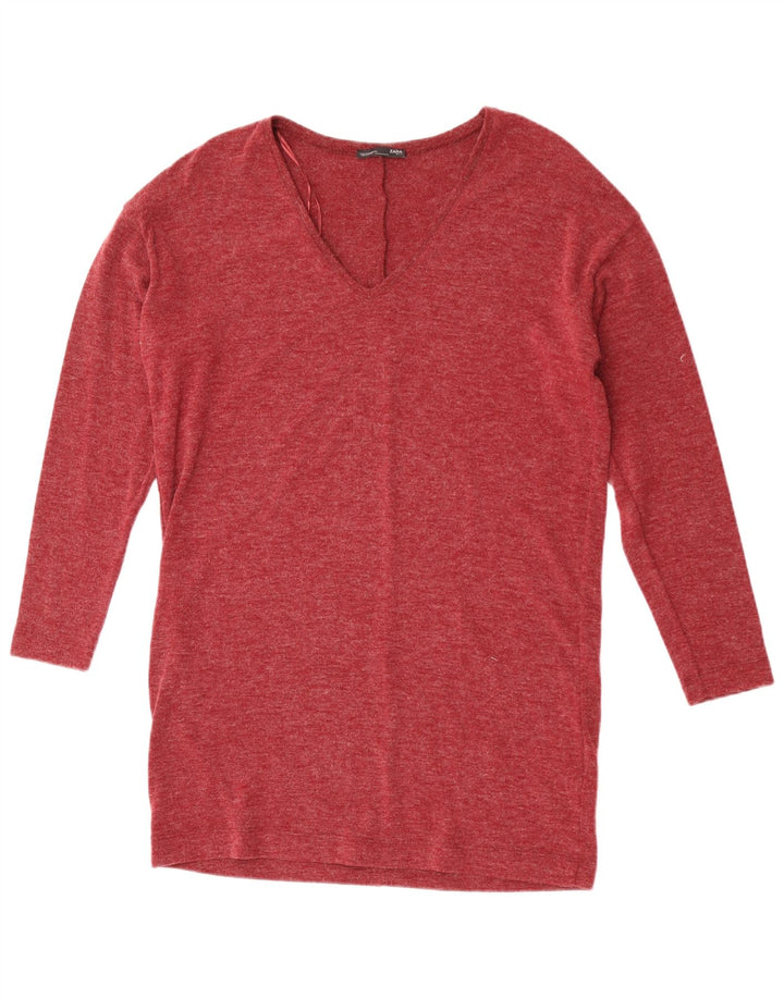 Zara Dametop Langærmet UK 14 Medium Maroon Flecked Polyester