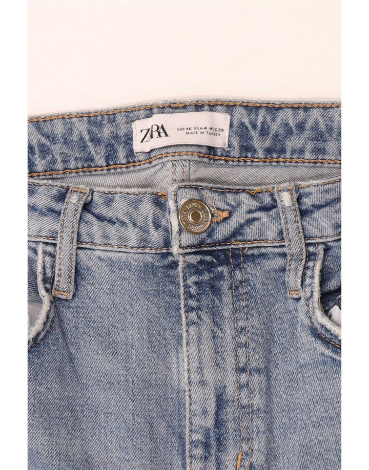 Zara Dame Straight Jeans EU 36 XS W26 L27 Blå