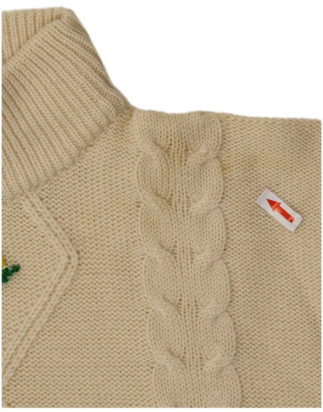 Vintage Dame Turtle Neck Jumper Sweater UK 14 Medium Yellow Floral