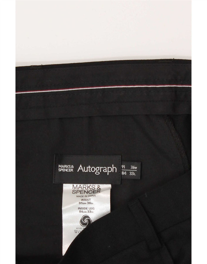 Marks & Spencer Straight Suit bukser til mænd W36 L33 sort polyester