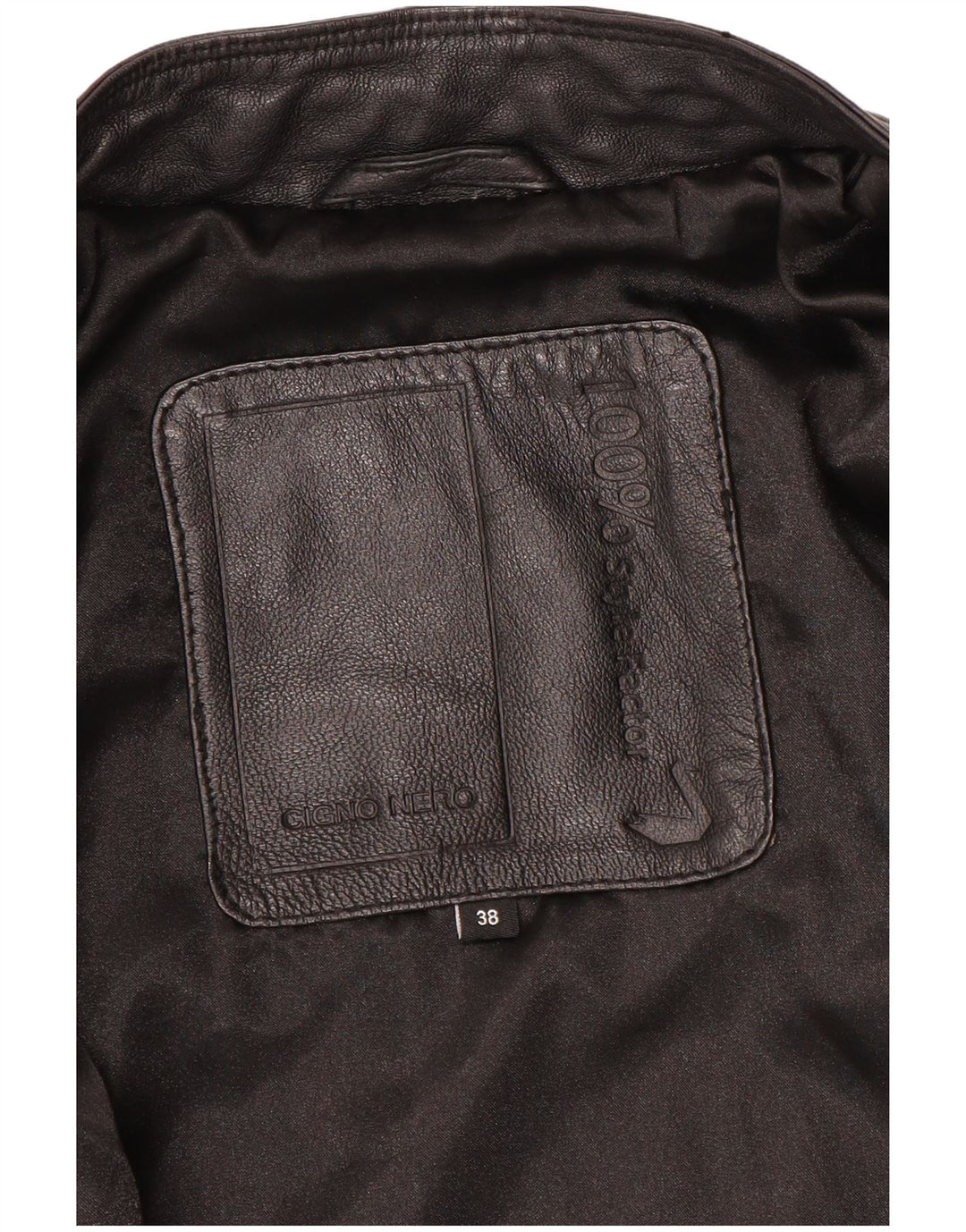 Cigno Nero Dame Crop Læder Biker Jacket IT 38 XS Sort Læder