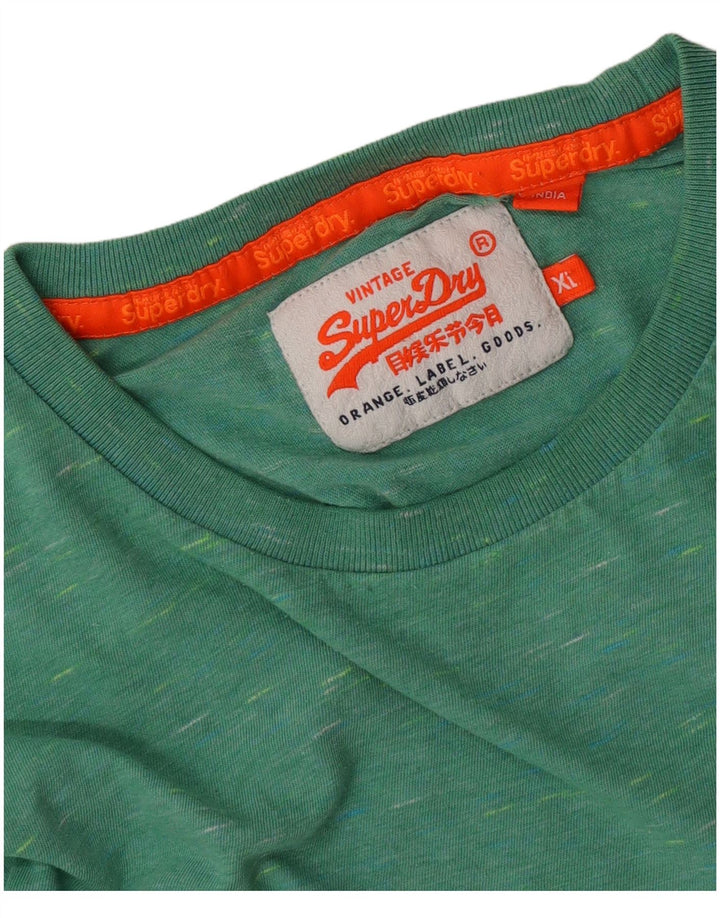 Superdry T-shirt top til mænd XL Grøn Flecked
