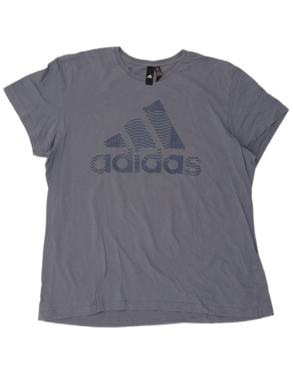 Adidas Dame Grafisk T-Shirt Top UK 20 2XL Blå Bomuld