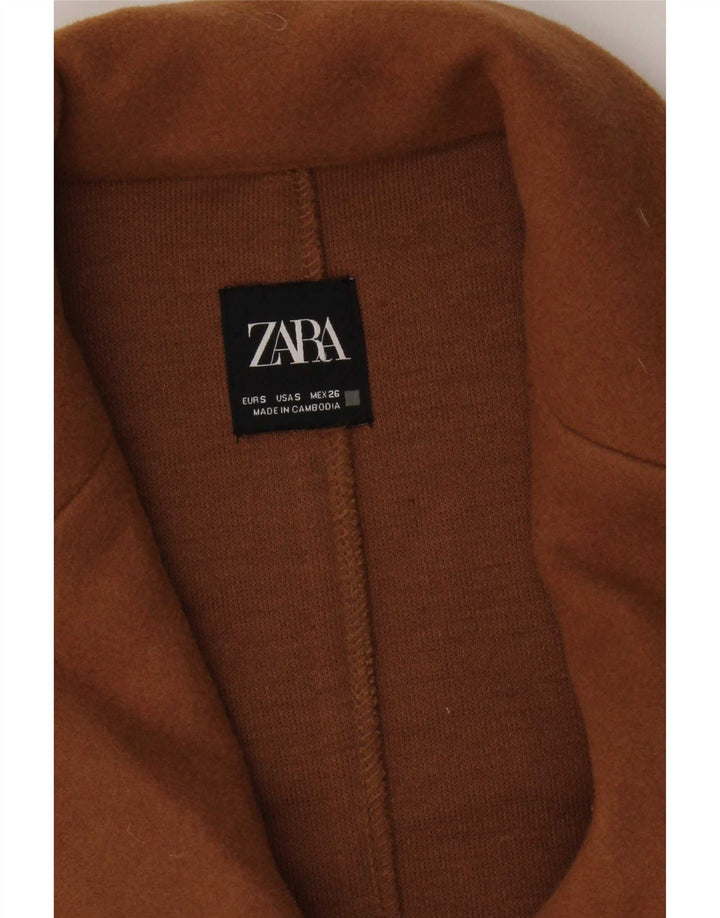 Zara Womens Open Overcoat UK 10 Small Beige Polyester
