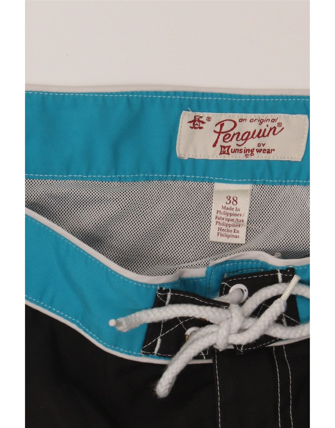 PENGUIN Mens Swimming Shorts XL Black Polyester Vintage Penguin and Second-Hand Penguin from Messina Hembry 