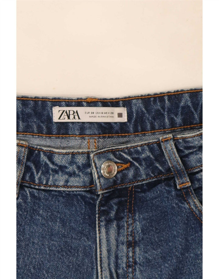 Zara Dame Distressed Tapered Jeans EU 38 Small W28 L28 Blue